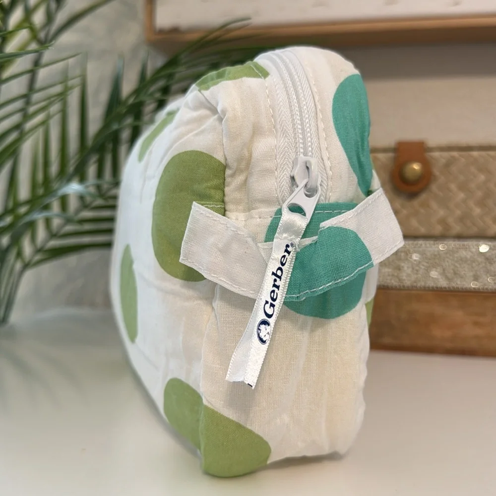 3/$15 🌸 Gerber Baby Bag Polka Dot Zippered Bag Diaper Pouch Snack Toy Wet Bag